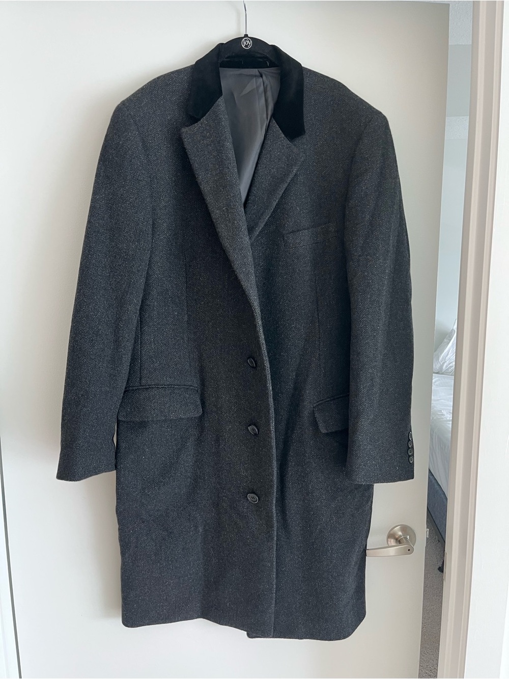 Ralph Lauren Charcoal Pea Coat with Black Velvet Collar